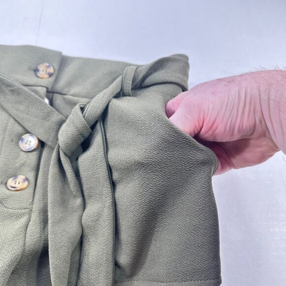 Derek Heart Women's Size Medium Pant Olive Green With Tie Belt Preowned - Picture 13 of 13